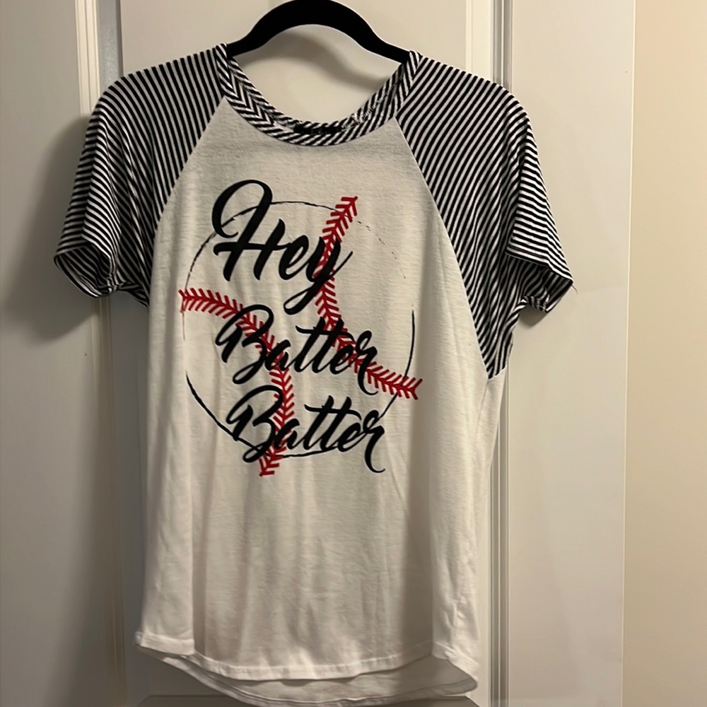 Boutique purchased “hey batter batter” t shirt